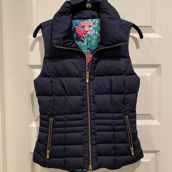 Lilly Pulitzer Navy Puffer Vest